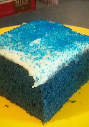 A picture of Blue Velvet Cake with Cream Cheese Frosting.
