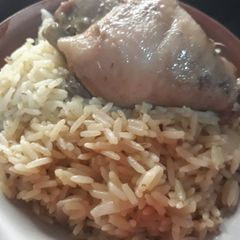 A picture of Curry rice and chicken.