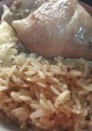 A picture of Curry rice and chicken.