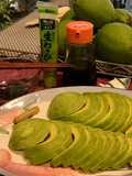 Fresh avocado with soy sauce wasabi