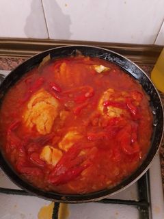 Una foto de Bacalao a la riojana