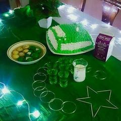 A picture of GREEN_VELvET CAKE.  #Defence_Day 6.