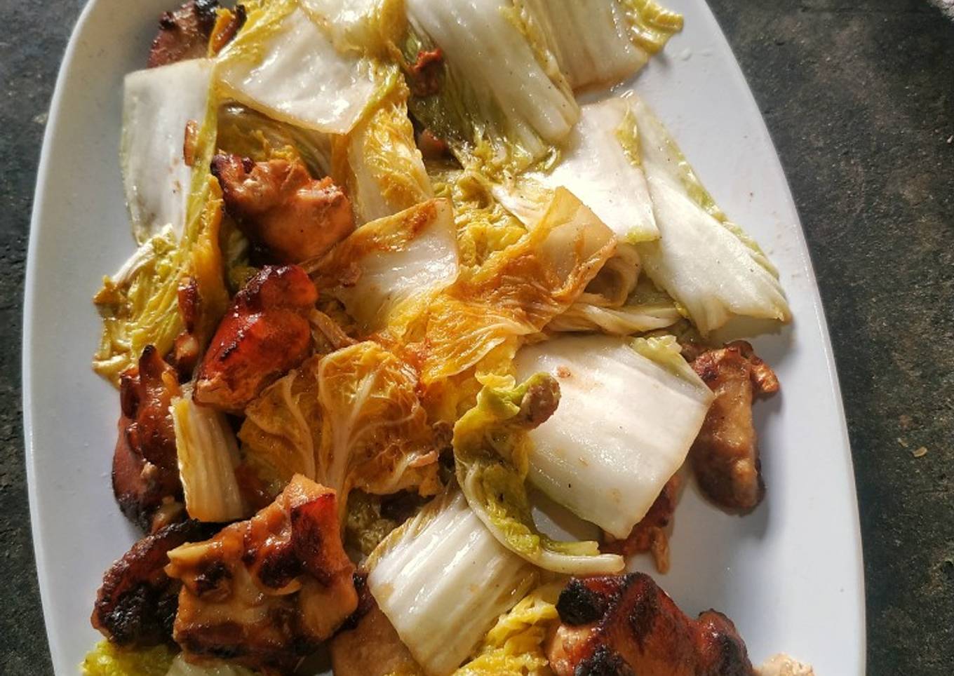 Ayam tumis sawi putih