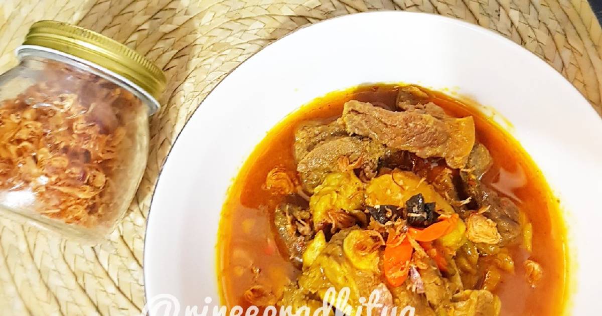 Resep Gulai daging/iga sapi pedes bumbu mix oleh Rinee Pradhitya Cookpad