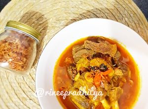 Foto resep Gulai daging/iga sapi pedes bumbu mix
