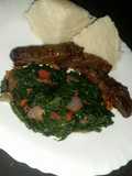 Grilled Liver, Kunde Veggies Served with Ugali #CharityRecipe