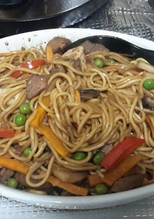 A picture of Pancit Canton (Chinese Egg Noodle Casserole).