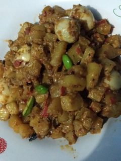 Foto resep 43. Sambel goreng kentang, telur puyuh dan pete