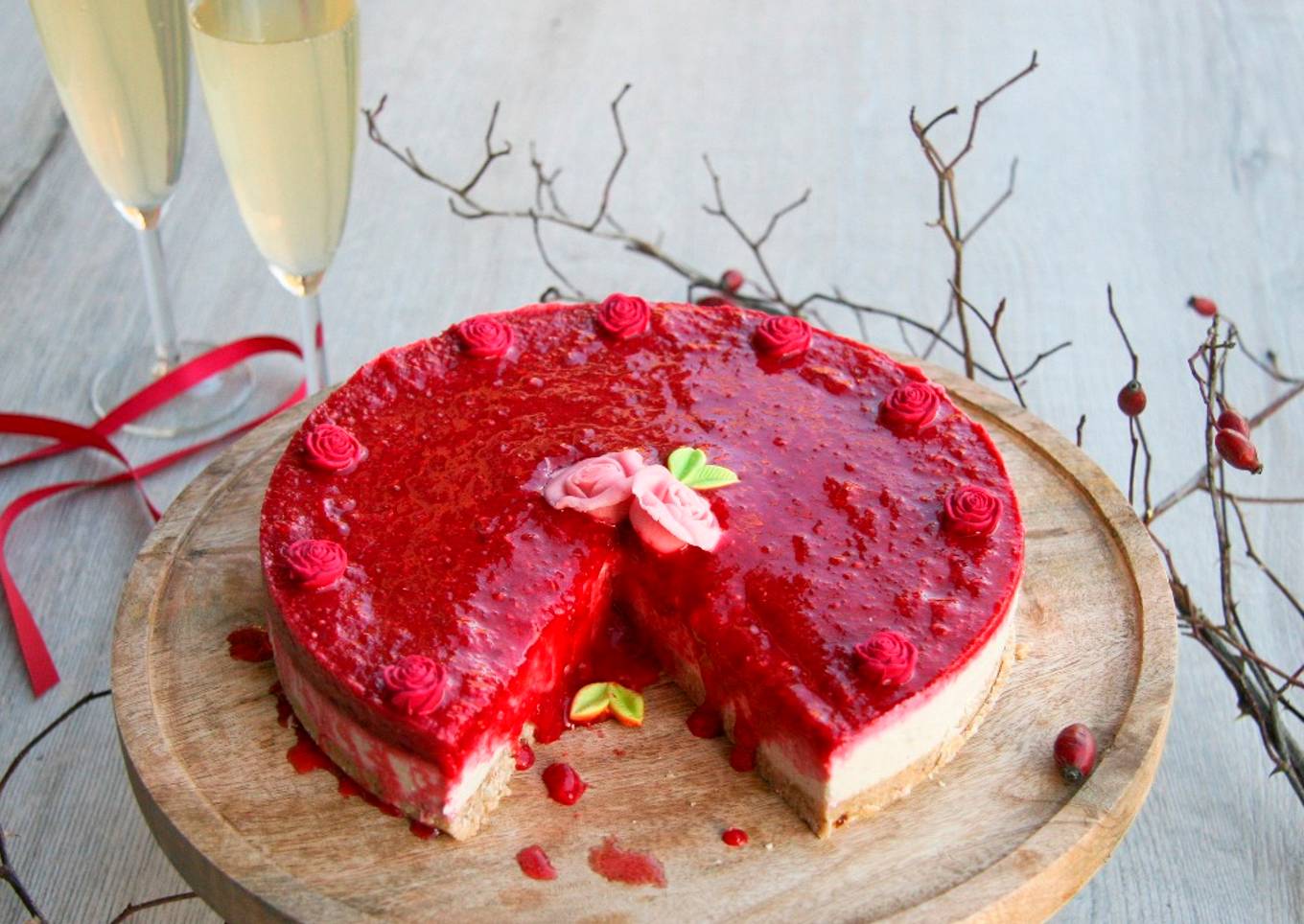 No-cheese cake à la noix de coco et framboise