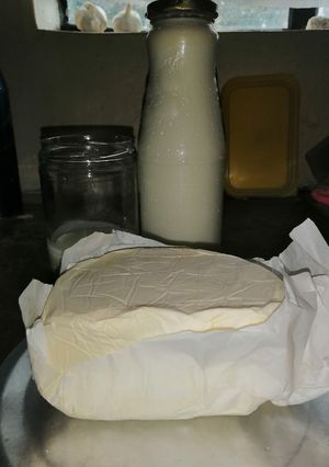 A picture of Homemade Butter (and buttermilk) recipe.