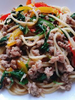 รูปของ สปาเก็ตตี้กะเพราหมูสับพริกหวาน