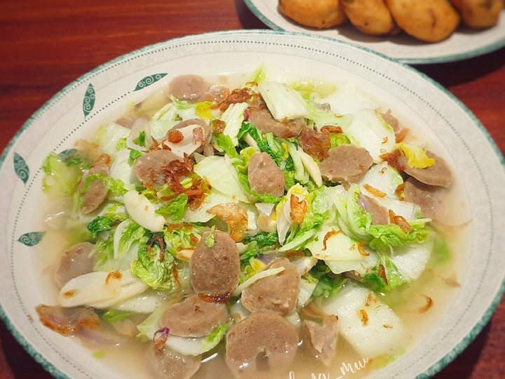 Resep Ca Sawi putih bakso yang Menggugah Selera