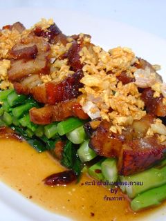 รูปของ คะน้าน้ำมันหอยหมูกรอบ