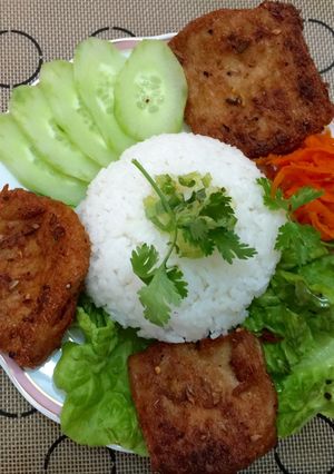Hình của món Cơm sườn chay.