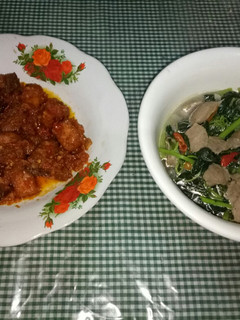 Foto resep Ikan tuna balado + cah bayam mini bakso
