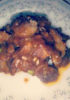 Hình của món Mề gà chiên giòn sauce nước tương cay.