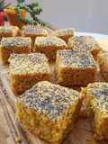 Cuadrados de avena, naranja y coco con amapolas!
