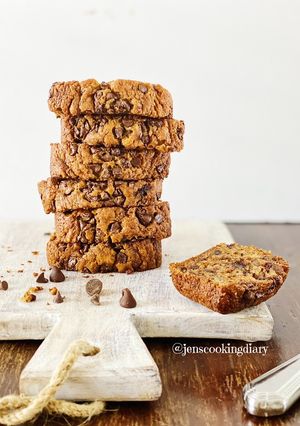 A picture of Moist Chocolate Chip Banana Bread.