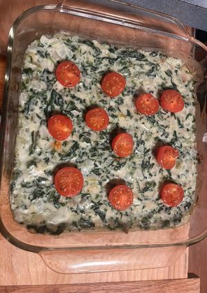 A picture of Restaurant style spinach & artichoke dip.