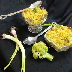 A picture of Mix vegetable broccoli poha.