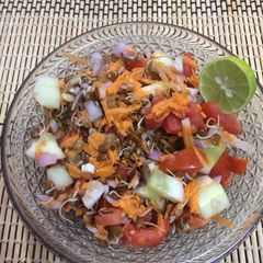 A picture of Sprouts salad of horse gram and veggies for weight loss.