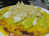 Arepa🥯rellena🥩de salteado de carne🧀y verduras🍱🥑🧆