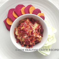 A picture of Cabbage, Beetroot & Carrot Stir fry.