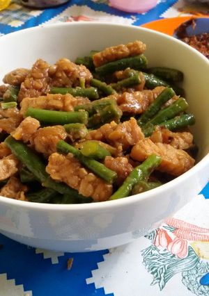 Foto resep Tumis kacang panjang-tempe