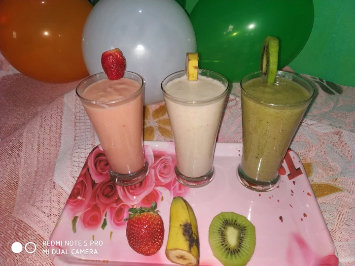 Recipe Tricolour smoothie strawberry papaya smoothie oatmeal banana smoothie kiwi banana smooothie the So Delicious You can take Joss in your mouth