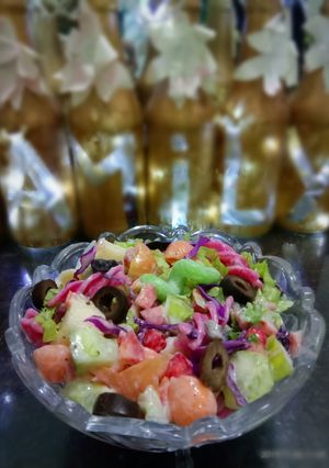 A picture of Rainbow pasta salad.