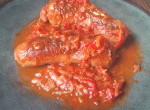 Una foto de Chorizos a la pomarola