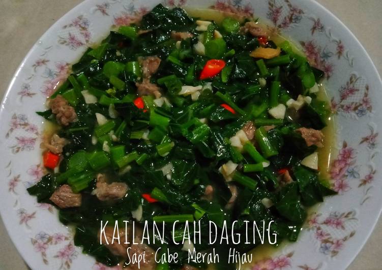 68. Kailan Cah Daging Sapi Cabe Merah Hijau