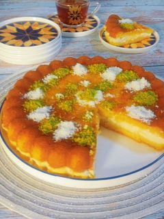صورة لوصفة بسبوسة محشية قشطة