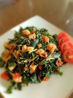 Foto resep Tumis daun pepaya dengan udang dan teri medan