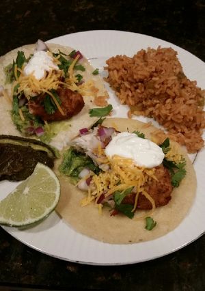 A picture of Brad's Ling cod fish tacos.