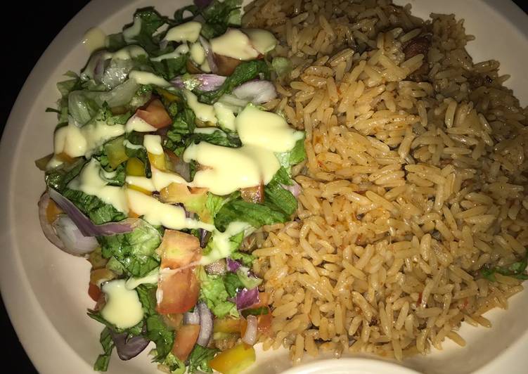Jellof rice and salad