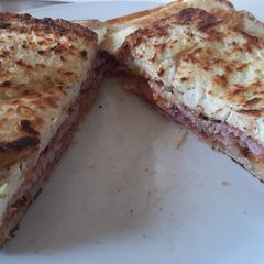 A picture of Simple egg bacon breakfast.