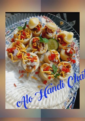 A picture of Aloo handi chat.
