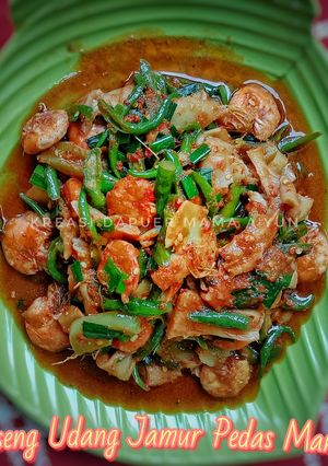 Foto resep Oseng Udang Jamur Pedes Manis