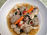 Home Made Meatball Soup with Champignon Mushroom