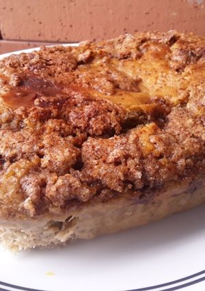 Una foto de Pan🥧 de banana🍌 con costra dulce de café☕🍯..