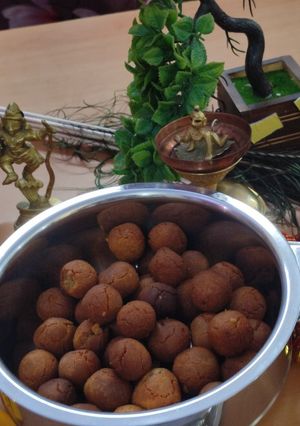 A picture of Vella Seedai(Rice powder and jaggery sweet item).