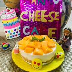 A picture of Mango 🥭 cheese 🍰 cake.