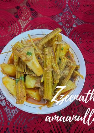 A picture of Hyderabadi Aaloo Gosht Sojni Ki Phalli.