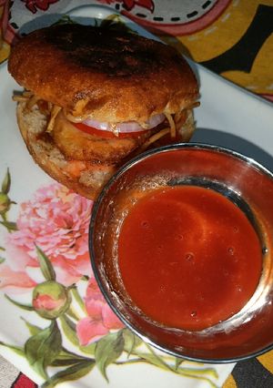 A picture of Homemade Vegetable. Burger.