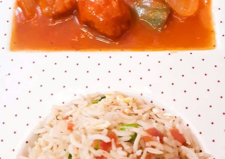 Recipe of Perfect Vegetable fried Rice with Chicken Shashlik