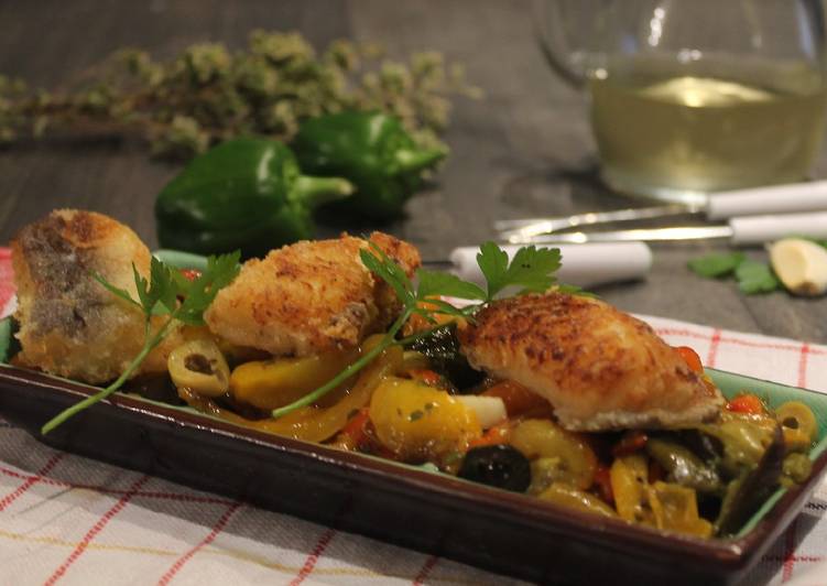 Filetto di baccalà con peperoni