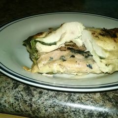 A picture of Provolone and Spinach Stuffed Chicken Breasts.