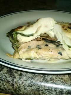A picture of Provolone and Spinach Stuffed Chicken Breasts.