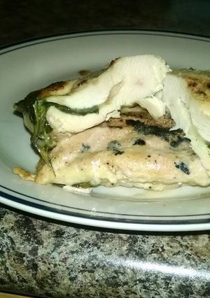 A picture of Provolone and Spinach Stuffed Chicken Breasts.